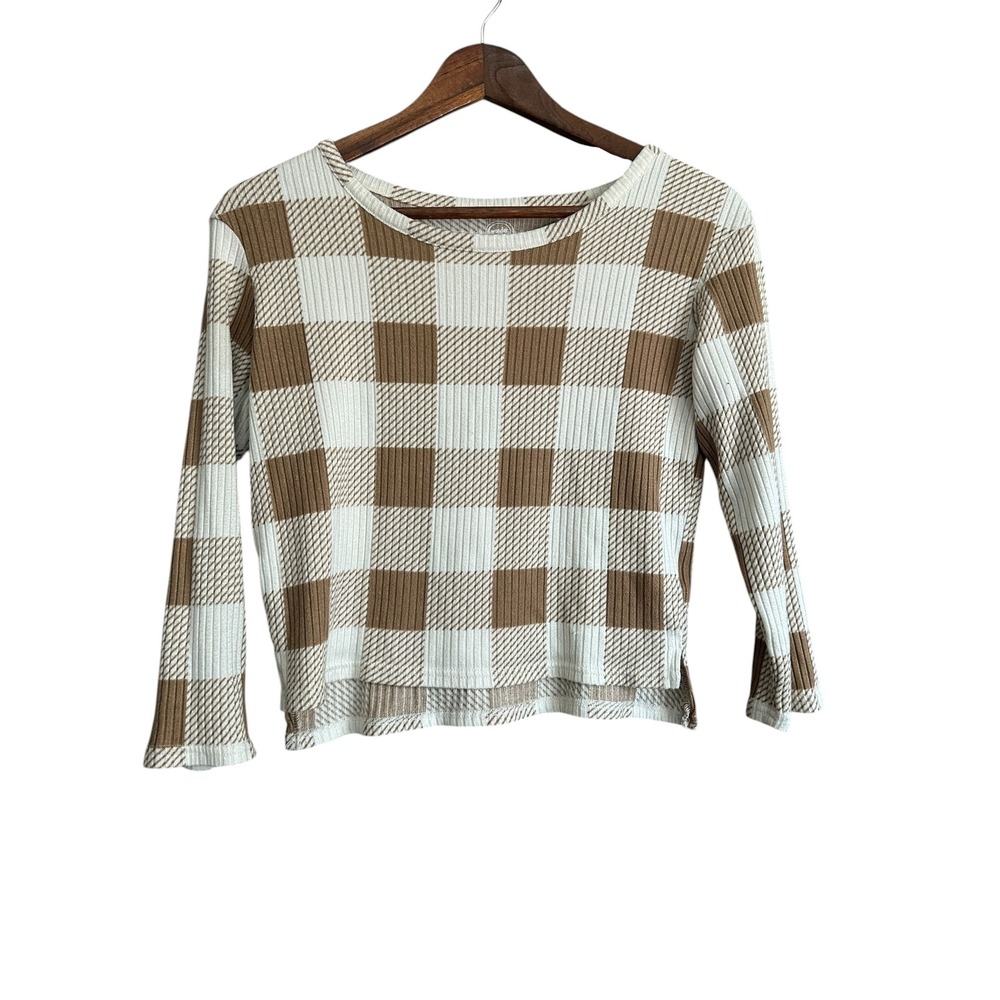 Wonder Nation Kids Girls Buffalo Plaid Long Sleeve Cozy Top Size M 7-8